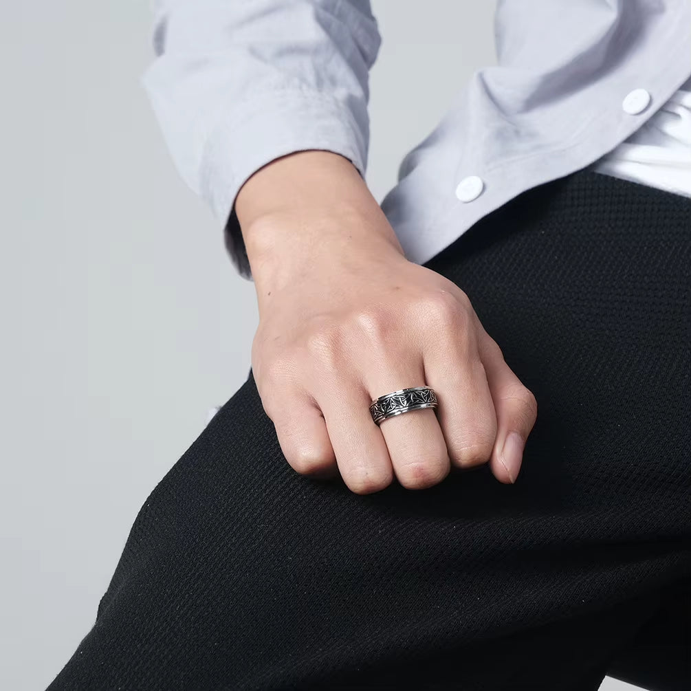 Viking Celtic Knot Rune Rings for Men Rotating Stainless Steel anti Stress Anxiety Relife Spinning Ring Anillo Antiestres
