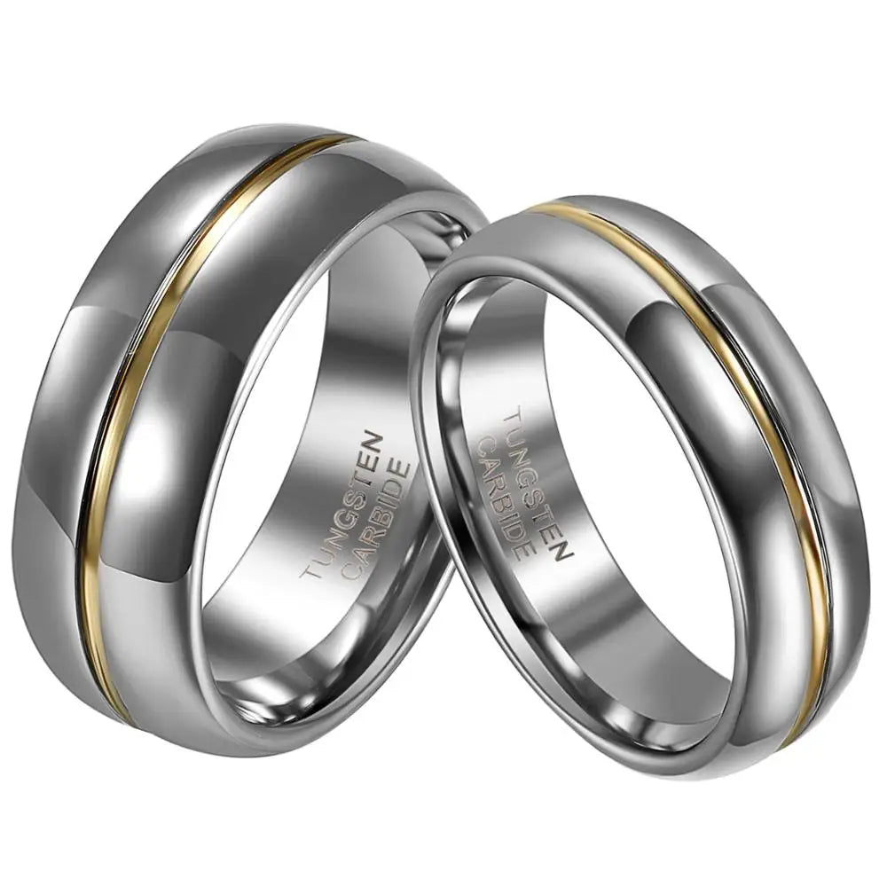 Couple Inset Tungsten Carbide Ring for Anniversary Engagement Wedding Rings 6/8 Mm Bague Femme Lovers' Jewelry Ring Best Quality