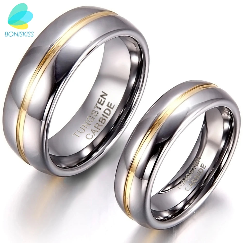 Couple Inset Tungsten Carbide Ring for Anniversary Engagement Wedding Rings 6/8 Mm Bague Femme Lovers' Jewelry Ring Best Quality