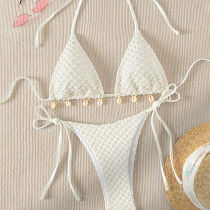 Special Fabric Split Swimsuit Swimwear Women'S Outer Single Sexy