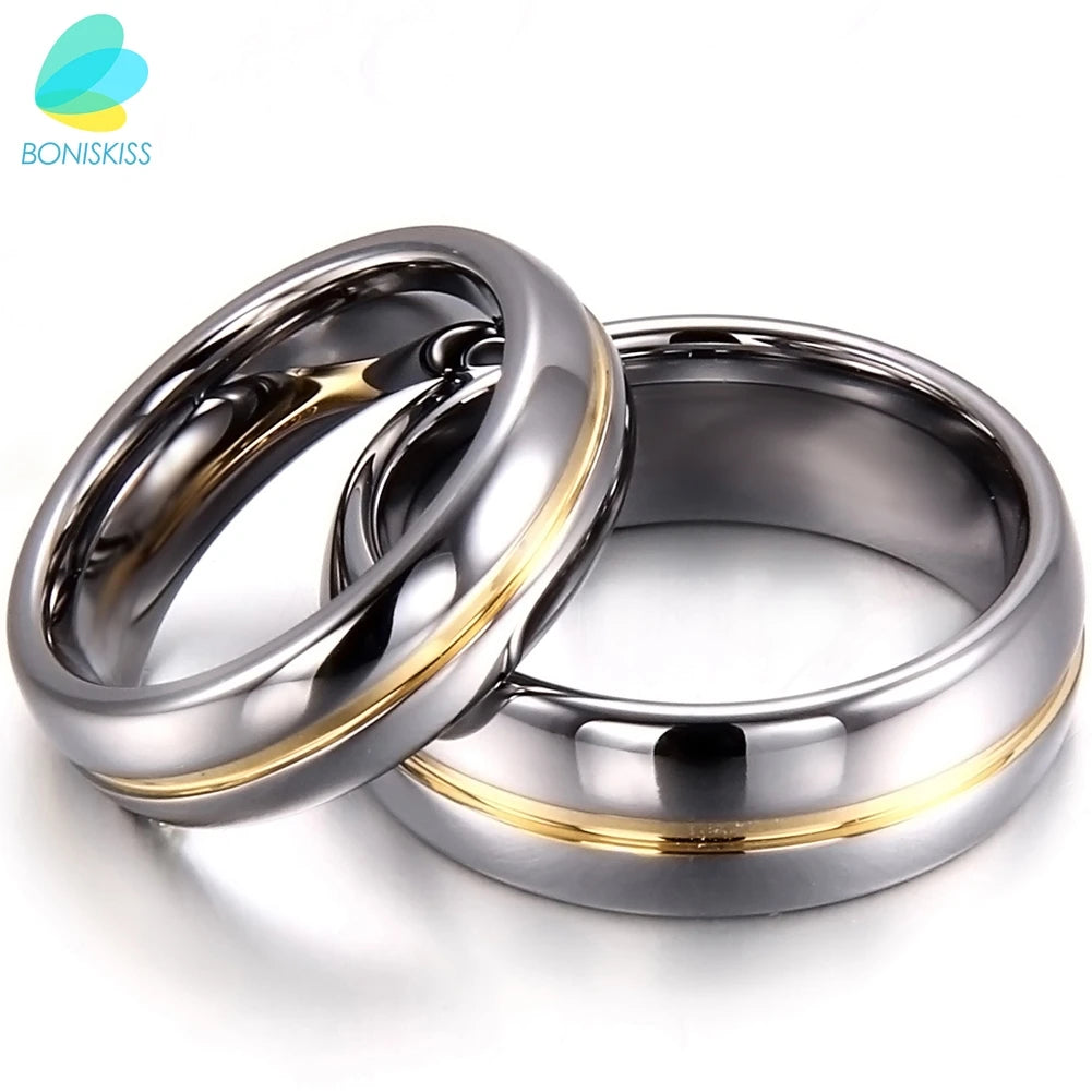 Couple Inset Tungsten Carbide Ring for Anniversary Engagement Wedding Rings 6/8 Mm Bague Femme Lovers' Jewelry Ring Best Quality